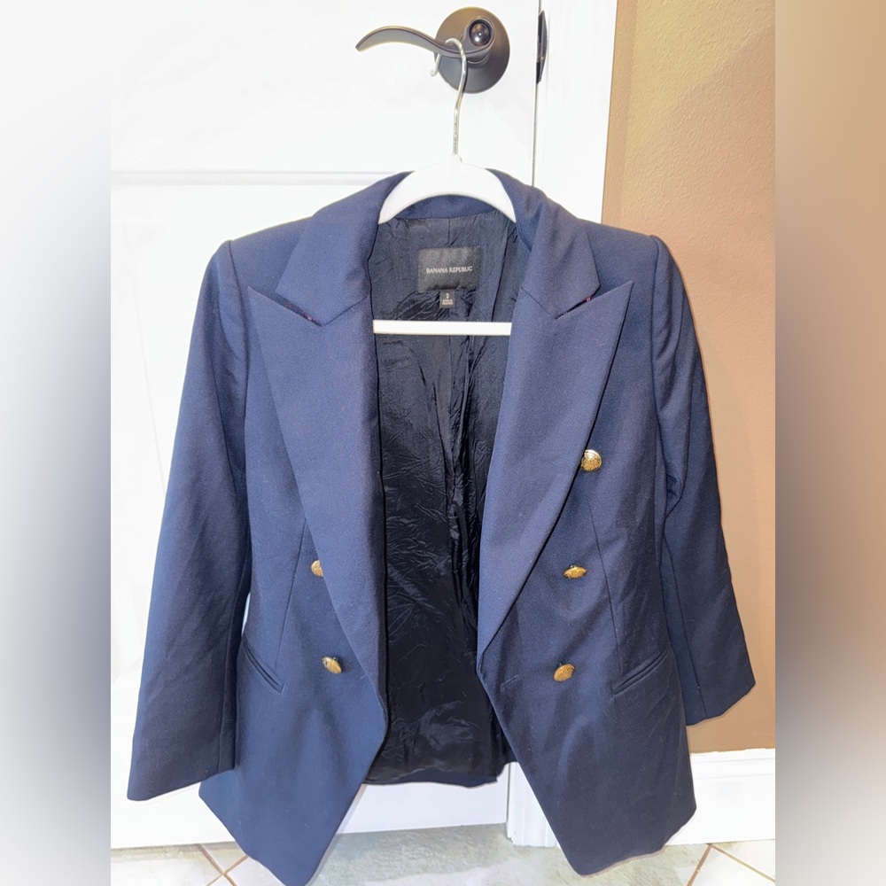 Banana Republic Dark Blue Blazer with Gold Buttons